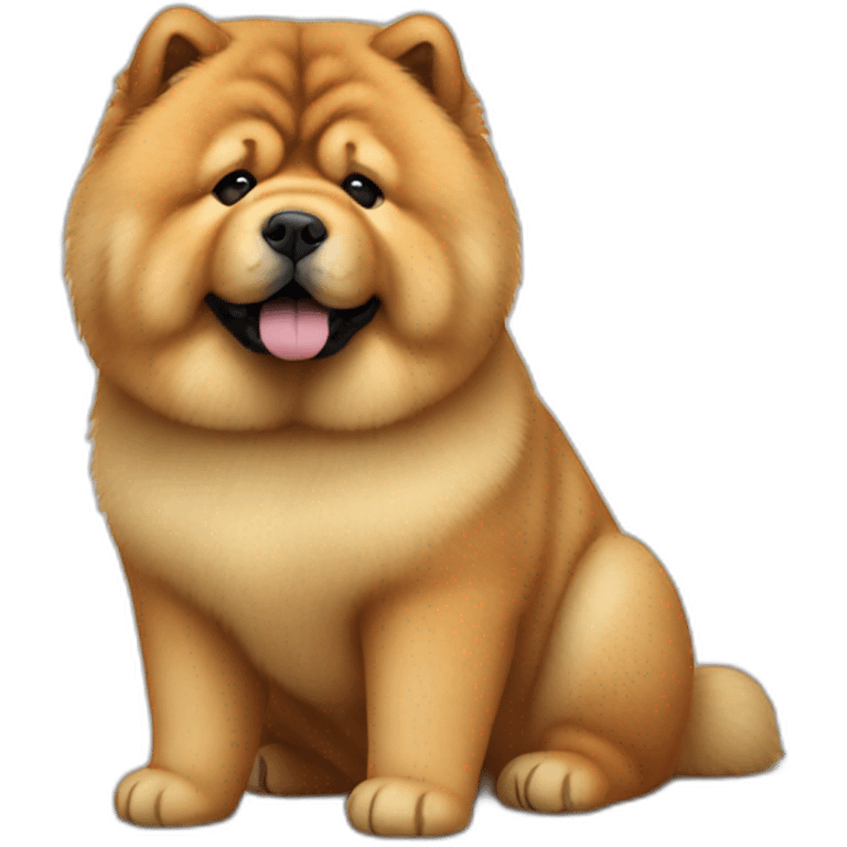 Chow chow, furry shiny dog cute, realistic, young,sitting on floor emoji