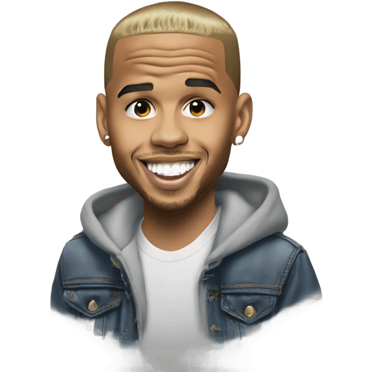 Hyper Realistic Chris Brown smiling at Karruche Tran emoji