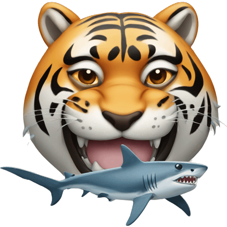 tiger head with shark emoji