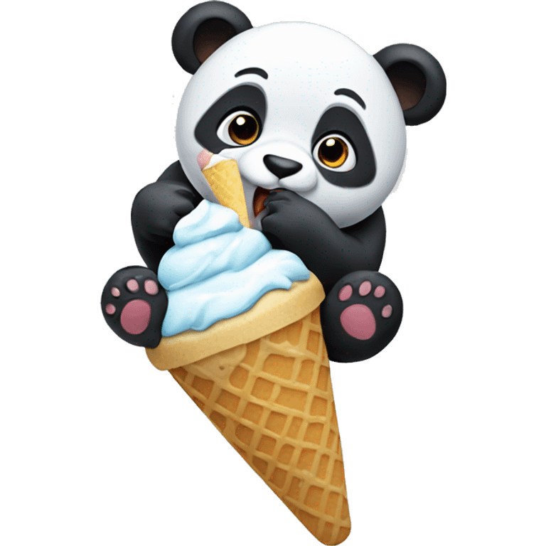 Panda eating ice cream emoji