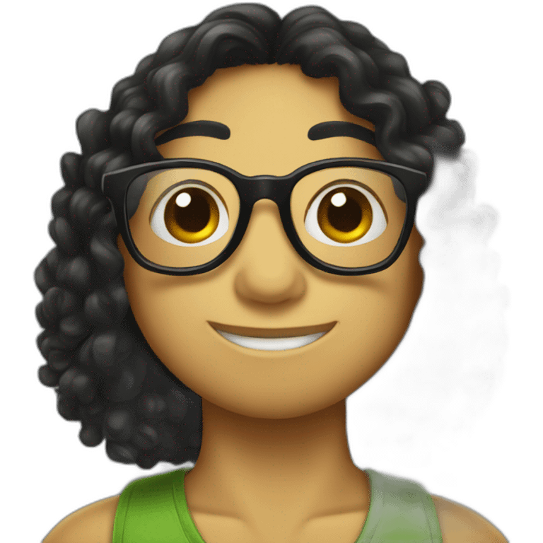 Turtle with glasses and long black curly hair emoji