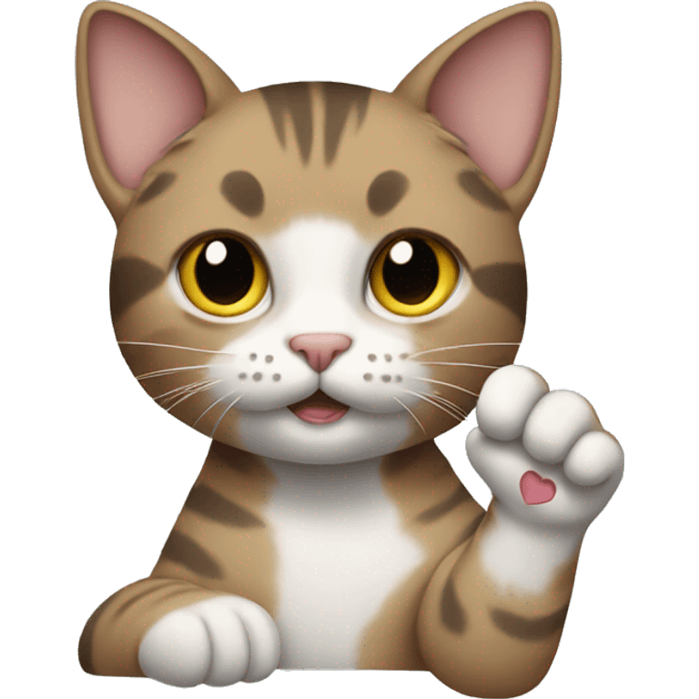 cat holding up rock on paw emoji