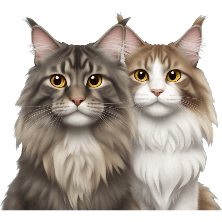 Two Maine coons of different colours and sizes  emoji