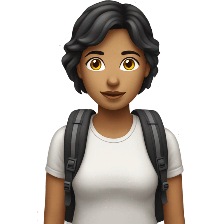 female white, black haired studet wit backpack emoji