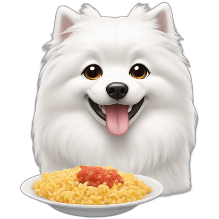 japanese spitz eat some food emoji