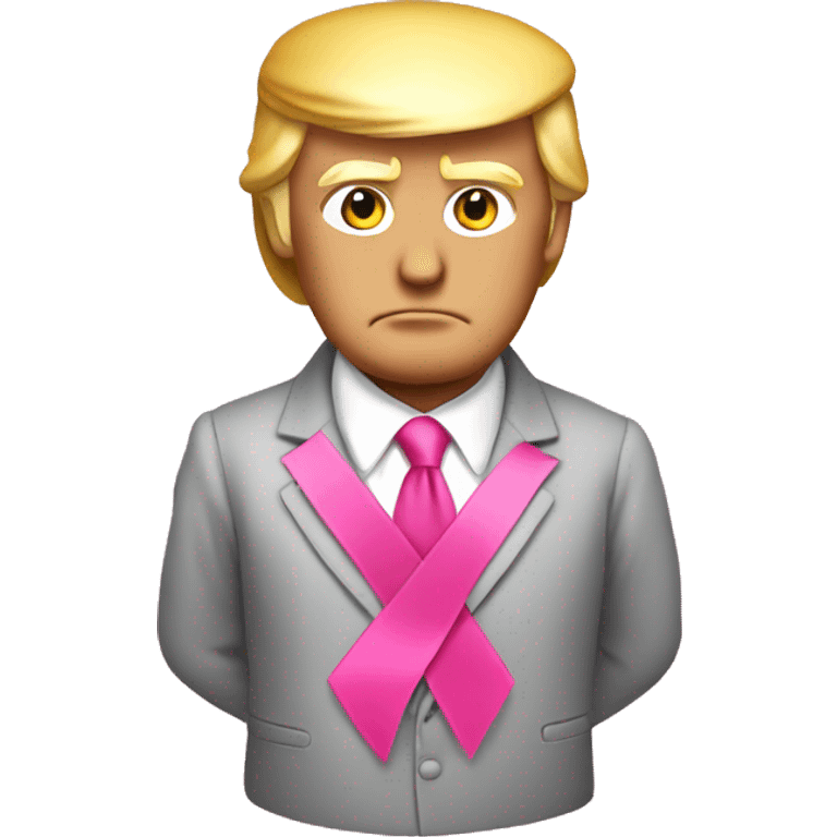 Donald trump with a pink ribbon bow on his head emoji