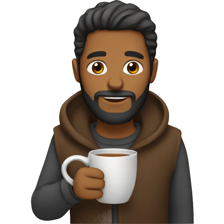 Brown man with beard drinking tea  emoji