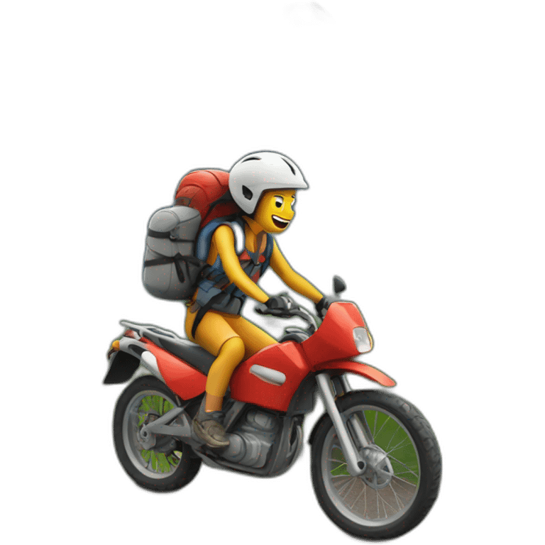 Adventurer traveling on a bike on a volcano emoji