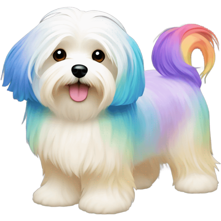 Cream colored havanese with RAINBOW TAIL (NOT RAINBOW EARS) emoji