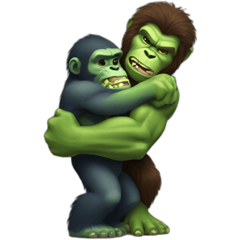 Ape giving hulk a hug emoji