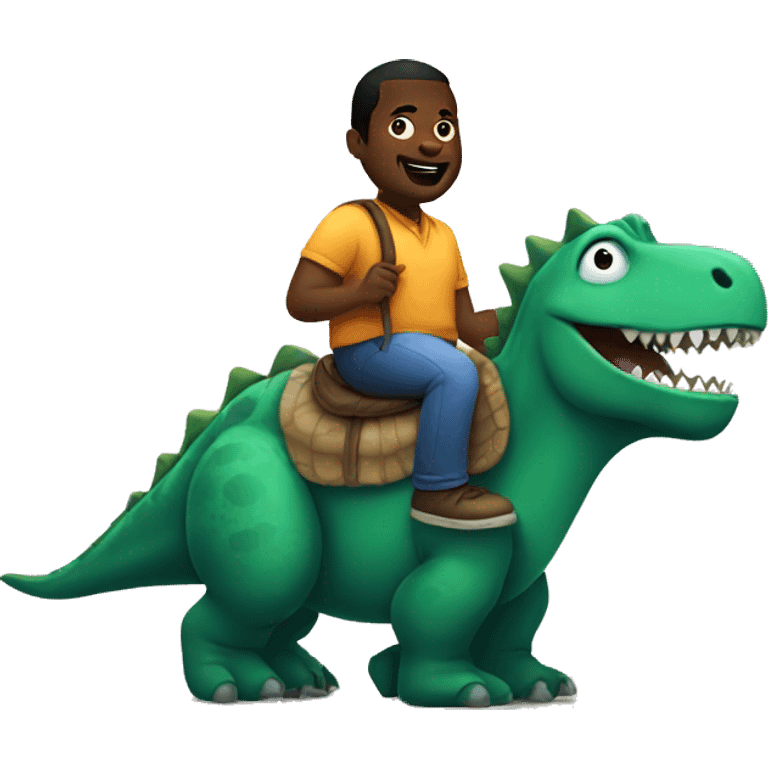 big black guy riding a dinosaur emoji