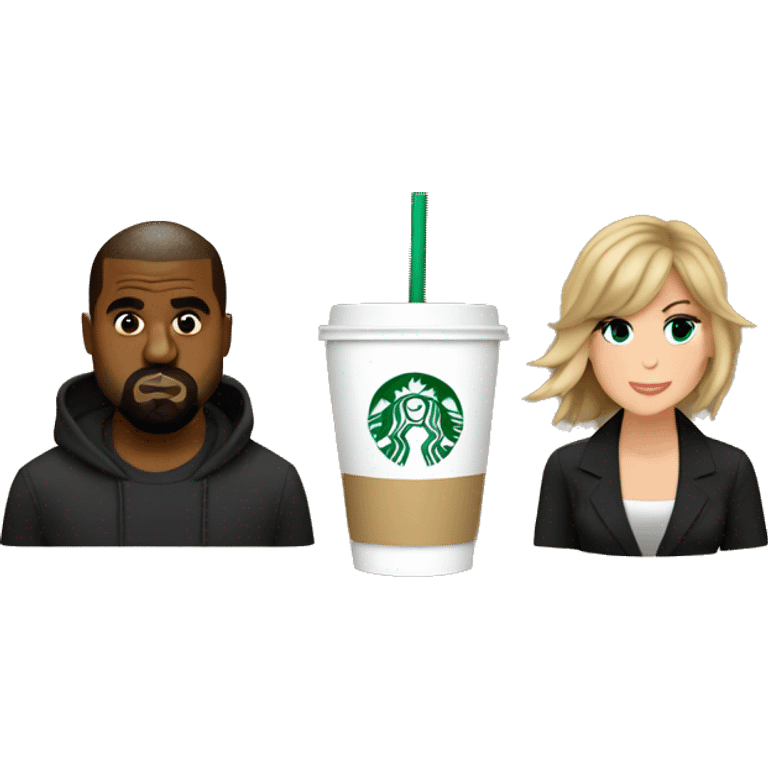 kanye west with taylor swift and starbucks emoji