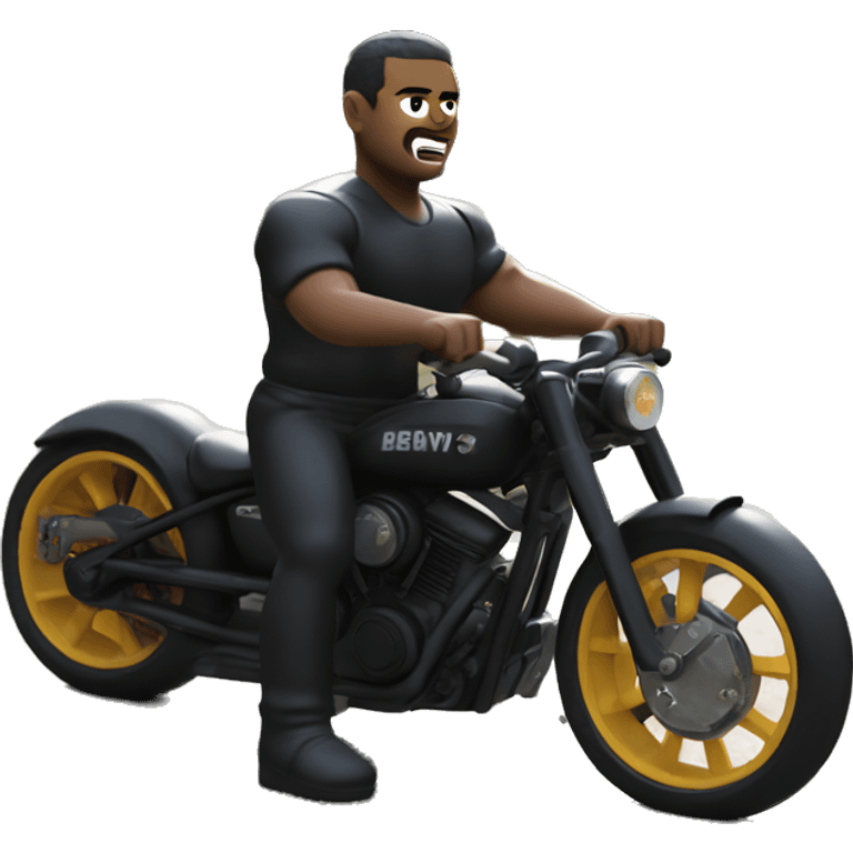 Muscle man in black custom bike emoji