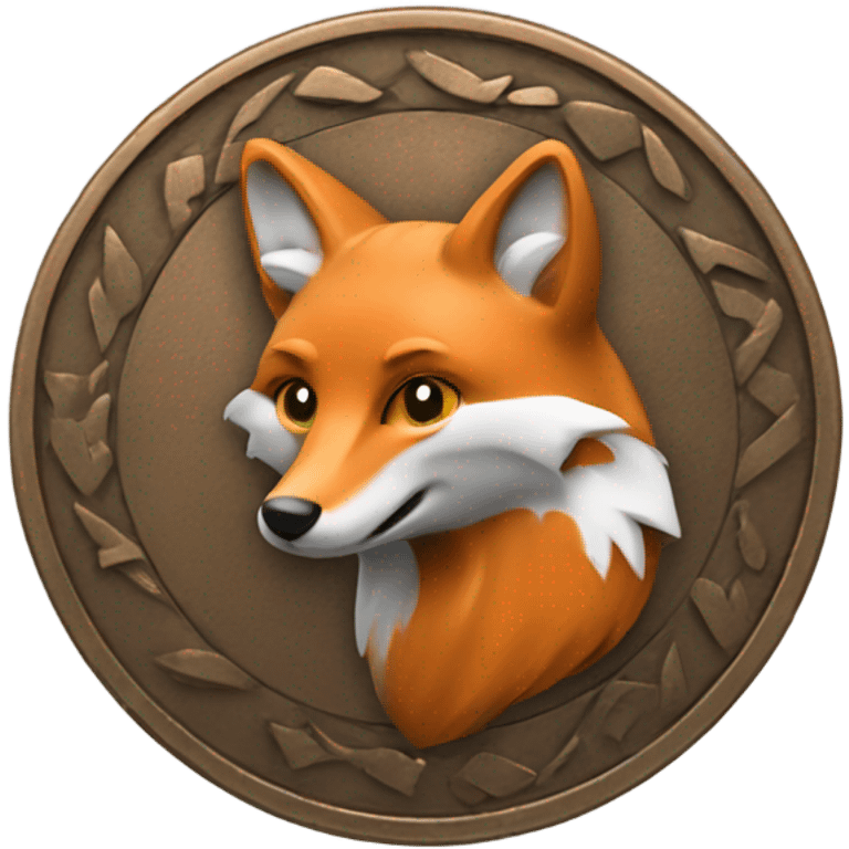 bronze coin with a fox emoji