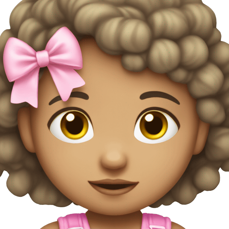 Light skin Hispanic baby girl with pink bow  emoji