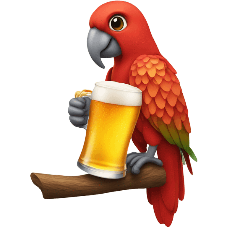 red parrot holding a beer emoji