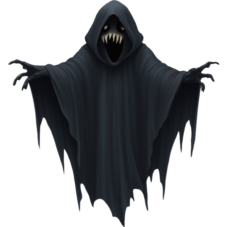 dementor: Dark, cloaked creatures that feed on human happiness, leaving victims in a state of despair and cold. emoji