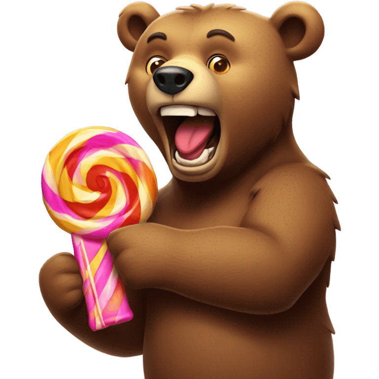 Bear with big candy in his mouth  emoji