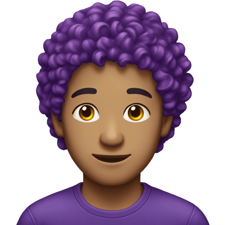 Purple curly hair, young man, earring. emoji