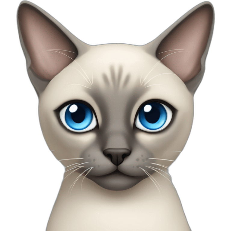 grey siamese cat with blue squint eyes emoji