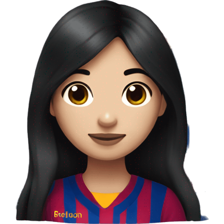 Pretty Asian long Black hair girl wearing fc Barcelona jersey emoji