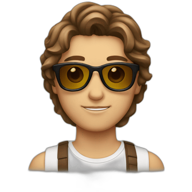 teenager-parting in the middle-brown haired-brown eyed-sunglasses-cool emoji