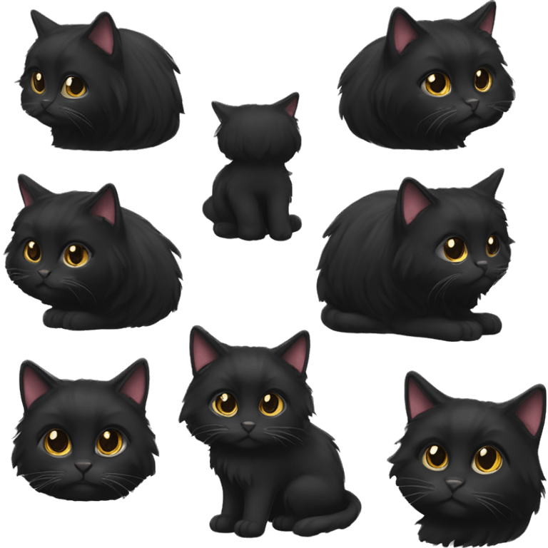 Black long haired cat emoji