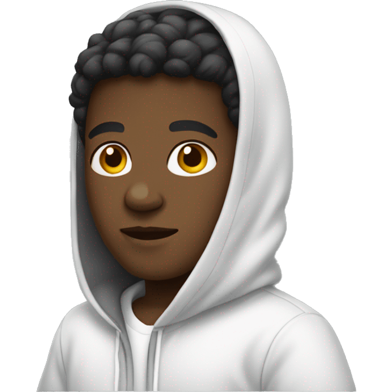  A black boy wearing white hoodie emoji