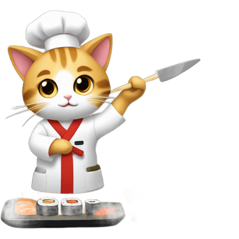 Cat as a sushi chef emoji