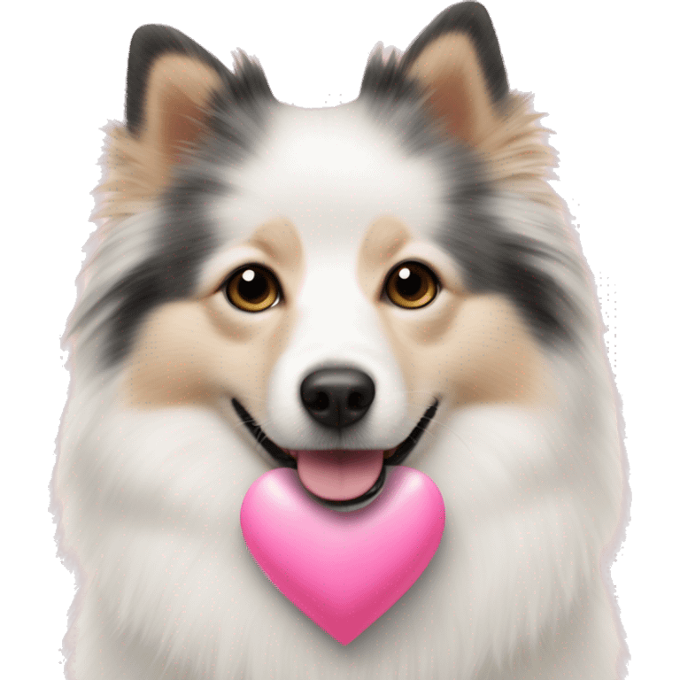 White and blonde spots spitz in a pink heart emoji