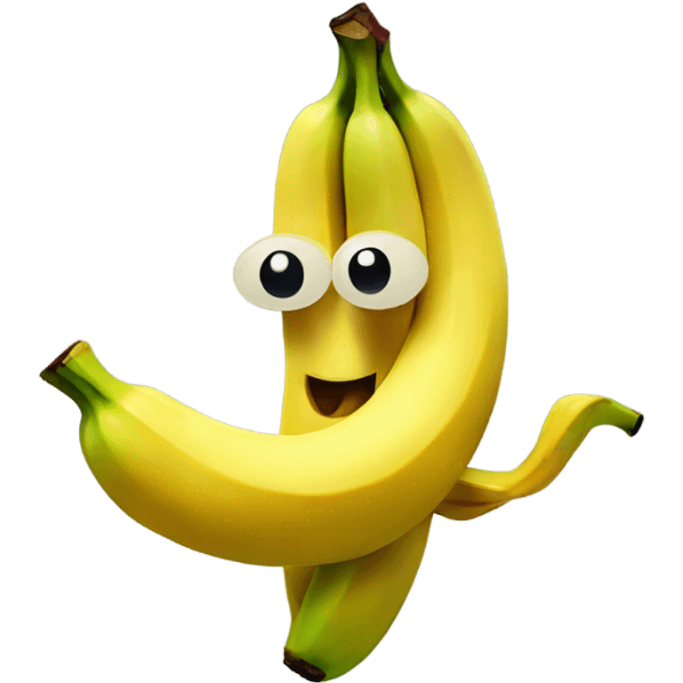 Two headed banana holding an apple emoji