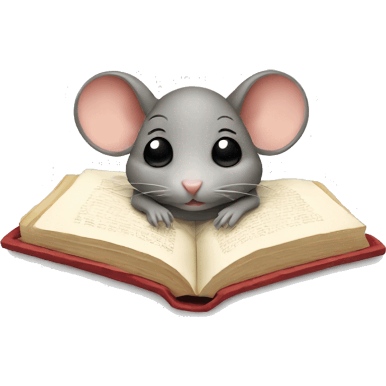 a mouse laying in bed reading a book emoji