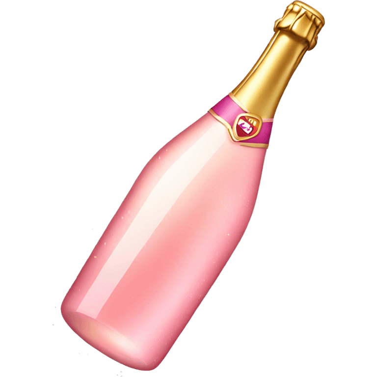 Tilted pink champagne bottle emoji