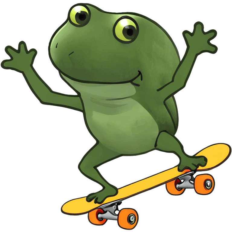 Frog skateboarding in summer emoji