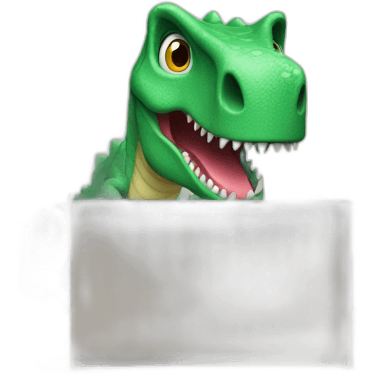 dinosaur behind a laptop emoji