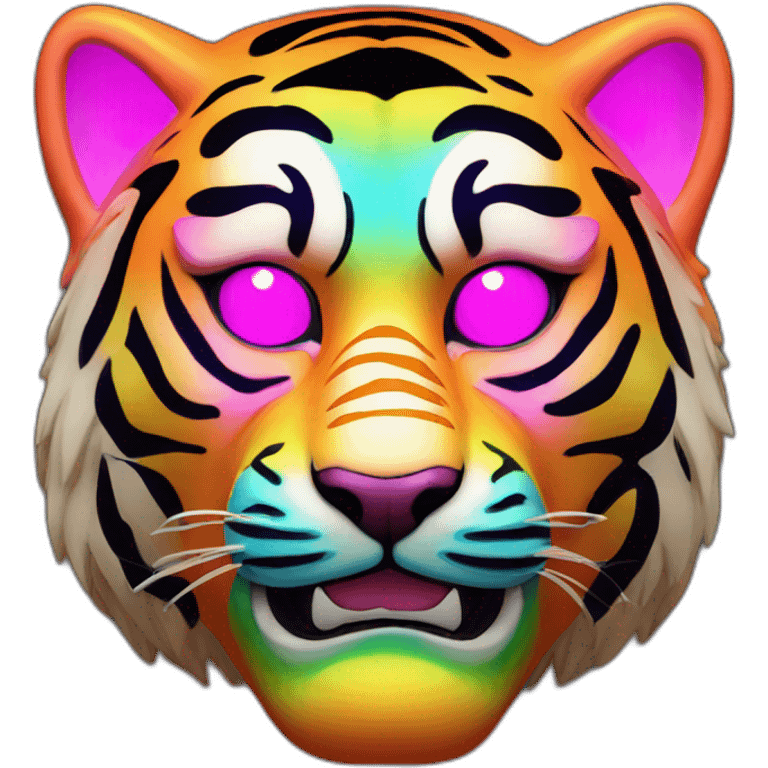 rainbow neon tiger Japanese mask emoji