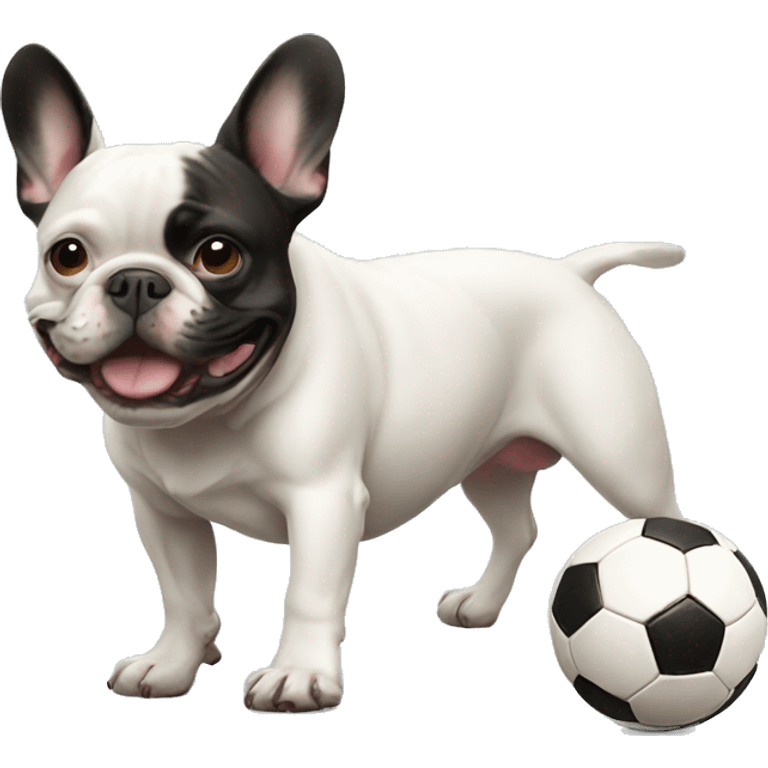 French bulldog playing soccer emoji