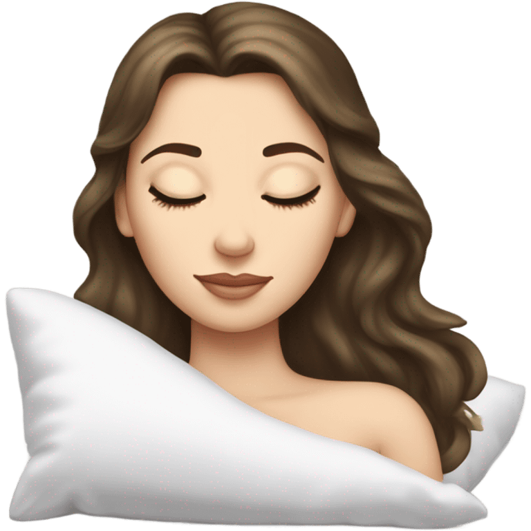 sleeping beauty brunette white girl with a silk pillow emoji