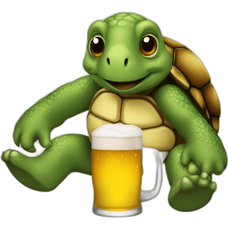 turtle man with a beer emoji