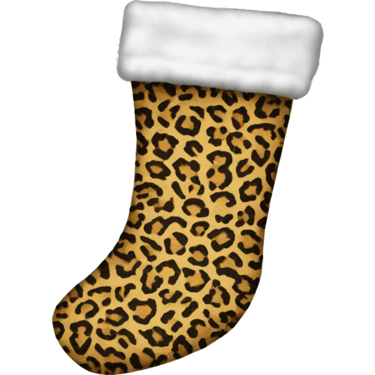 Leopard print Christmas stocking with bow emoji