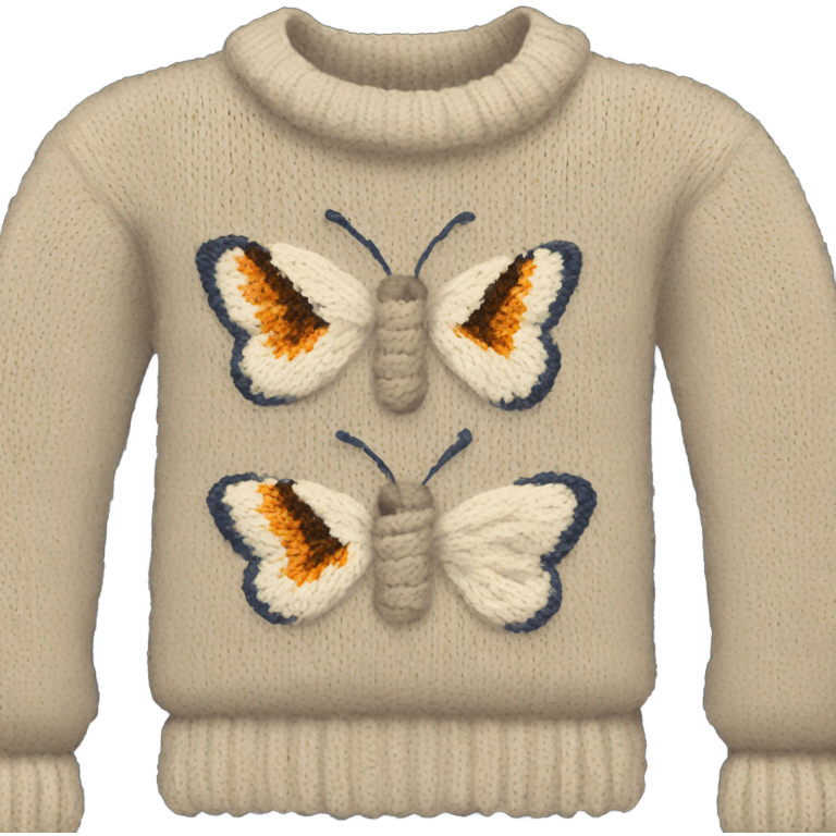 Knit sweater with butterfly design emoji