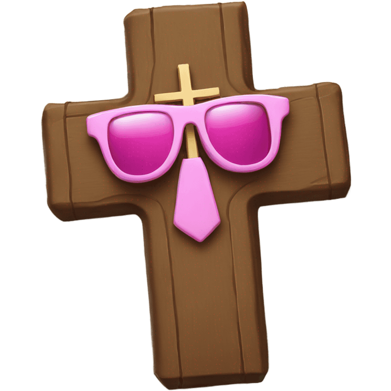 A cross wearing pink sunglasses holding the holy bible emoji