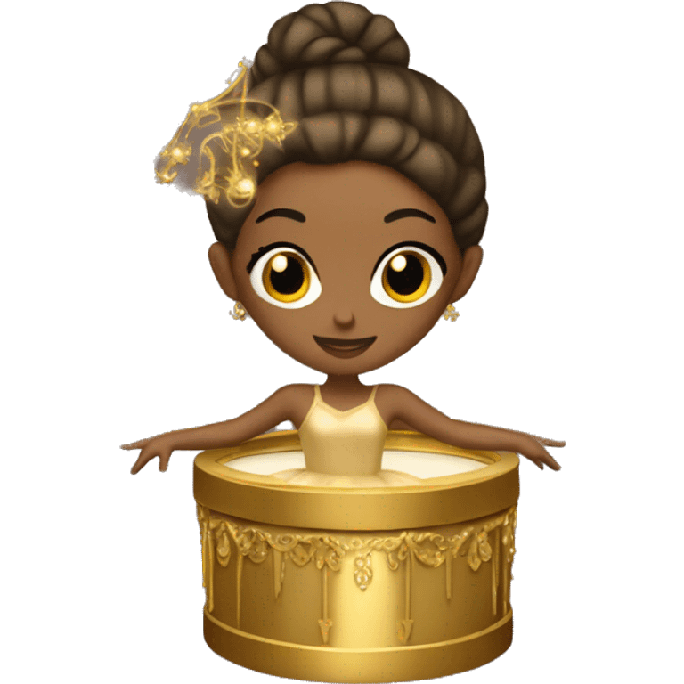  brown ballerina in a gold music box emoji