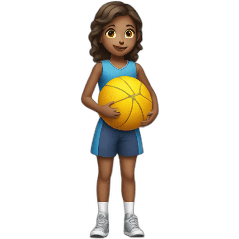 a young girl with a ball in full growth emoji