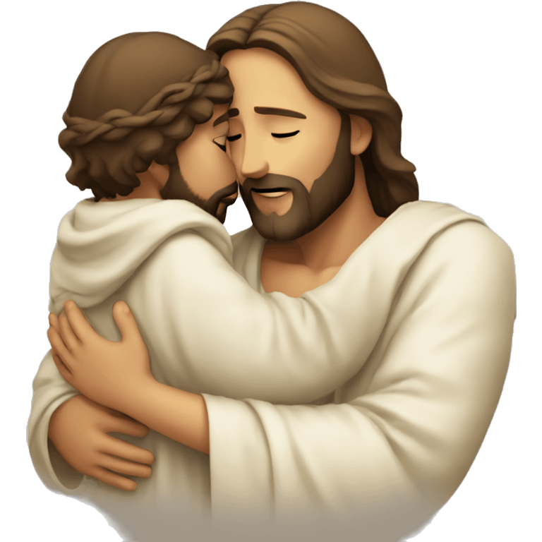 Jesus Christ hugging a child emoji