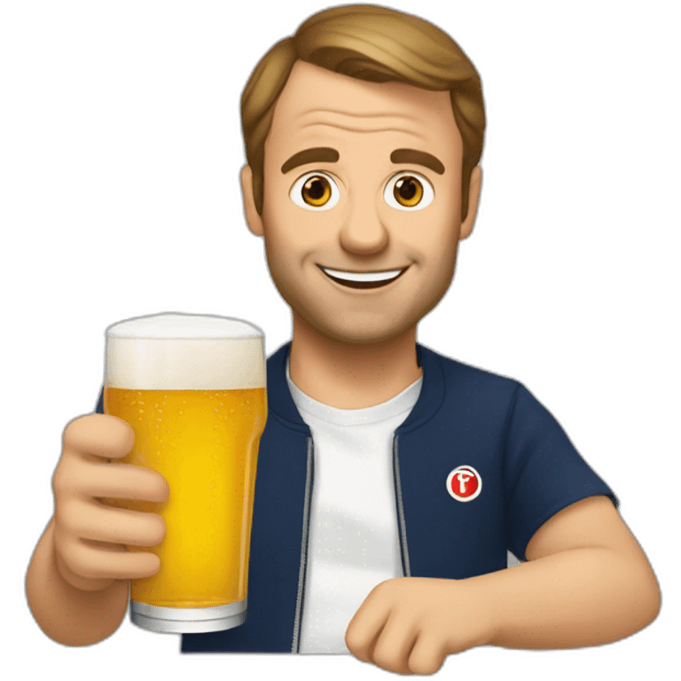 macron drink beer with two pint emoji