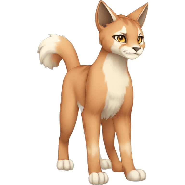 Anthro Beige-Orange-Brown Fur-Sona-Fakemon Lynx-Caracal Full Body emoji