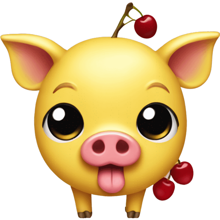 yellow pig with cherry emoji