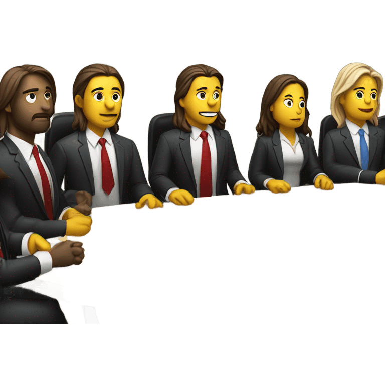 the last supper wearing suits in a modern office emoji