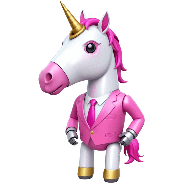 3d robotic office worker unicorn in all pink suit emoji